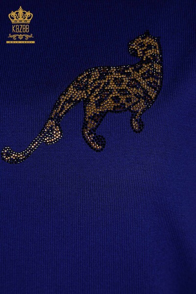 Женский вязаный свитер с коротким рукавом оптом, электрический цвет - 30478 | КАZEE - Thumbnail