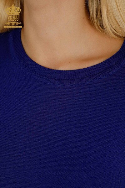 Женский вязаный свитер оптом с круглым вырезом Электрический цвет - 30508 | КАZEE - Thumbnail (2)