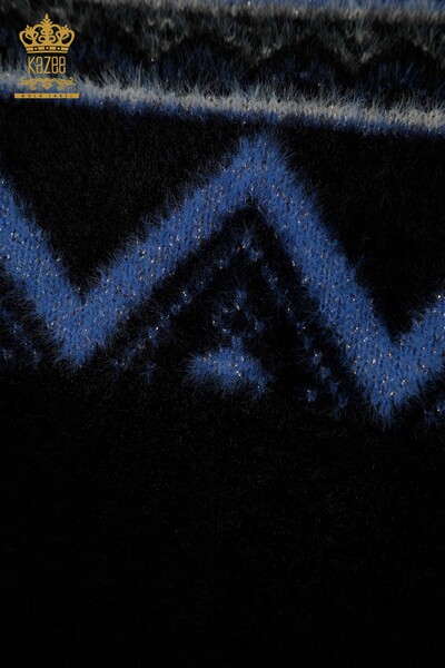 Женский вязаный свитер оптом с узором из ангоры черного цвета - 30682 | КАZEE - Thumbnail
