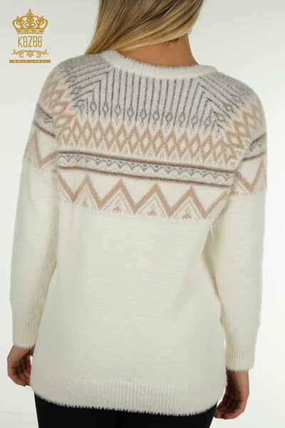 Женский вязаный свитер с рисунком ангоры экрю оптом - 30682 | КАZEE - Thumbnail