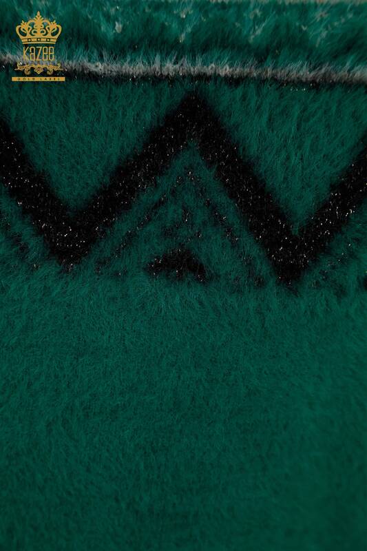 Женский вязаный свитер оптом с рисунком ангоры зеленый - 30682 | КАZEE