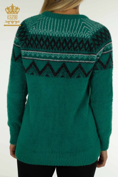 Женский вязаный свитер оптом с рисунком ангоры зеленый - 30682 | КАZEE - Thumbnail