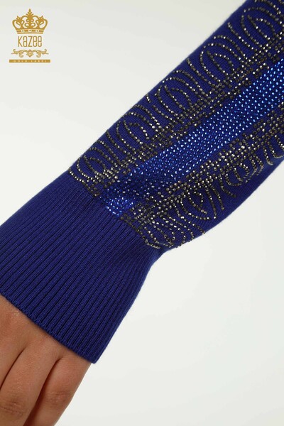 Женский вязаный свитер с высоким воротником оптом, электрический цвет - 30564 | КАZEE - Thumbnail