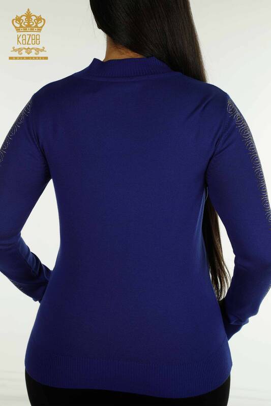 Женский вязаный свитер с высоким воротником оптом, электрический цвет - 30564 | КАZEE
