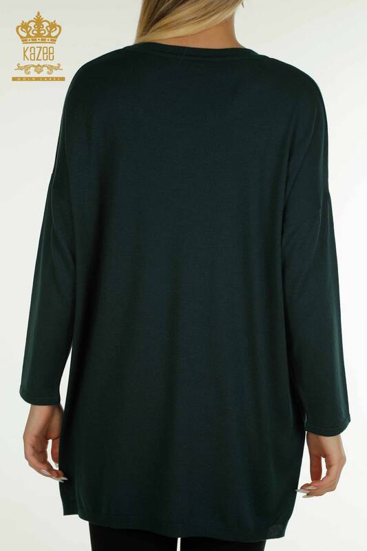 Оптовая продажа женского трикотажного свитера в полоску с каменной вышивкой Нефти - 30621 | КАZEE