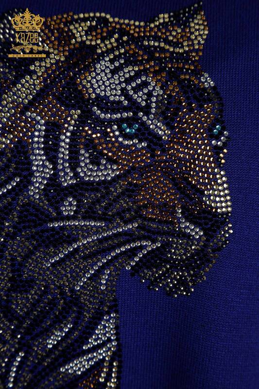 Женский вязаный свитер с рисунком тигра оптом Электрический цвет - 30746 | КАZEE