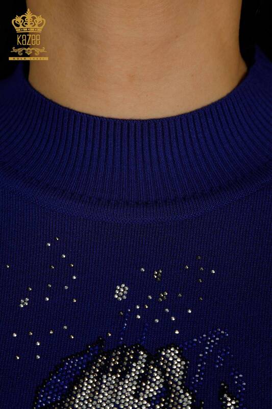 Женские трикотажные свитера сакс с цветочным узором оптом - 30656 | КАZEE