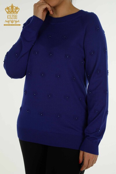 Женские вязаные свитера оптом с цветочным принтом - 16876 | КАZEE - Thumbnail