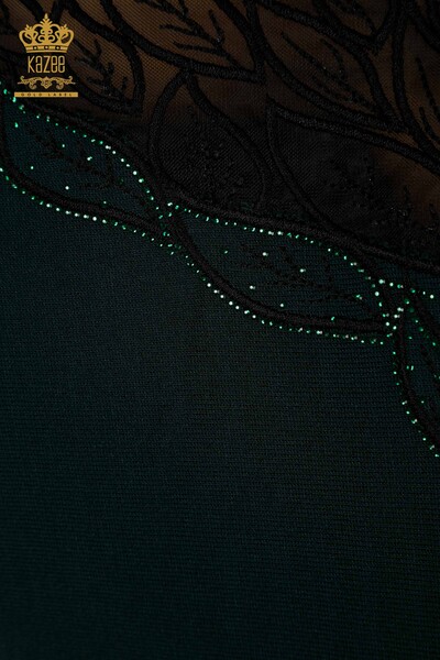 Женский вязаный свитер оптом из тюля Нефти - 16942 | КАZEE - Thumbnail