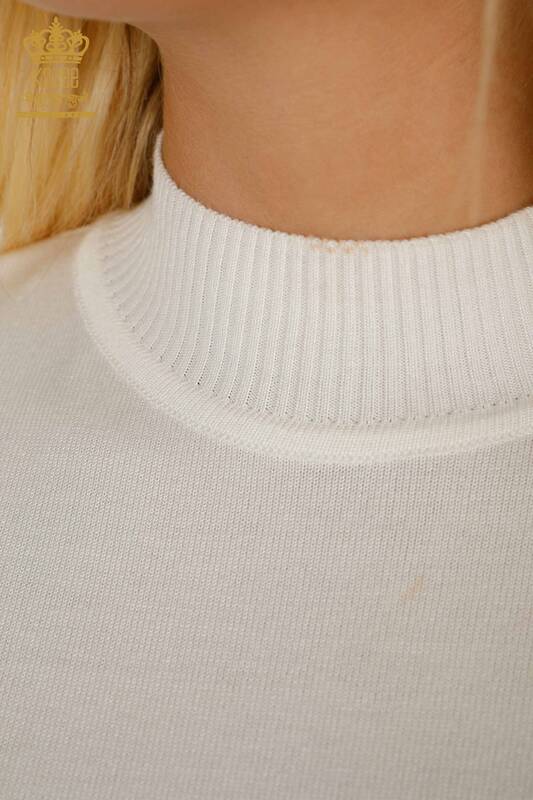 Женский вязаный свитер оптом из тюля цвета экрю - 30099 | КАZEE