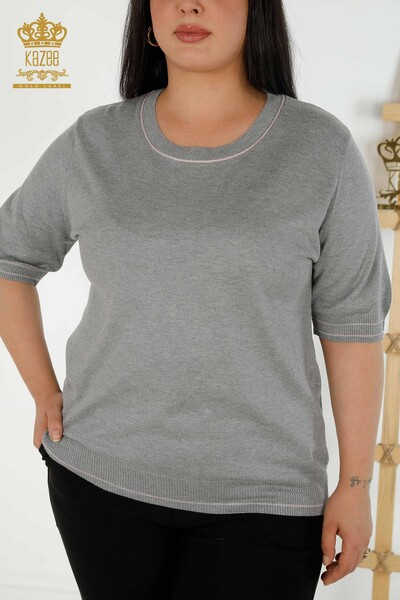 Женский свитер с круглым вырезом оптом, серый - 30407 | КАZEE - Thumbnail