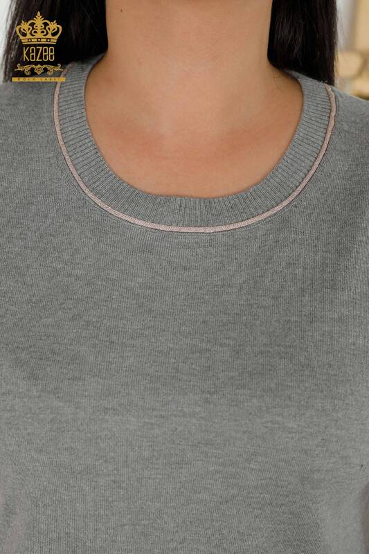 Женский свитер с круглым вырезом оптом, серый - 30407 | КАZEE