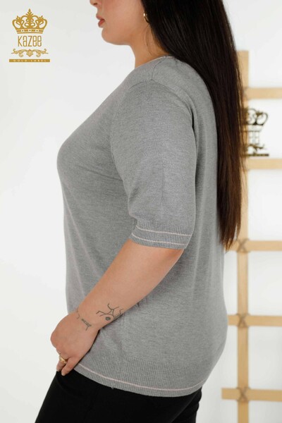 Женский свитер с круглым вырезом оптом, серый - 30407 | КАZEE - Thumbnail