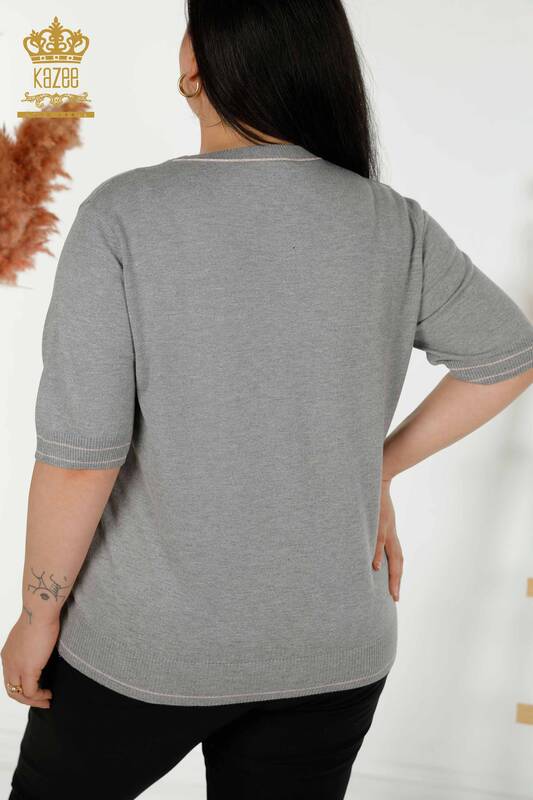 Женский свитер с круглым вырезом оптом, серый - 30407 | КАZEE