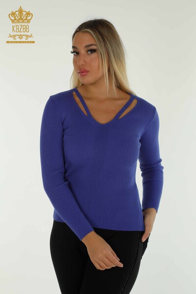 Женский трикотаж оптом с воротником-свитером, фиолетовый - 30392 | КАZEE - Thumbnail