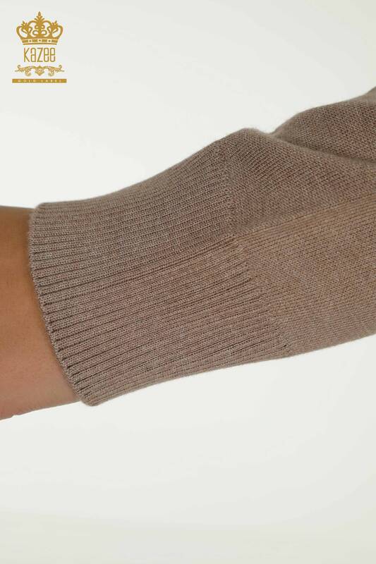 Женский вязаный свитер оптом с высоким воротником из норки - 30613 | КAZEE