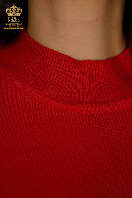 Женский вязаный свитер с высоким воротником оптом, базовый коралловый - 30613 | КАZEE