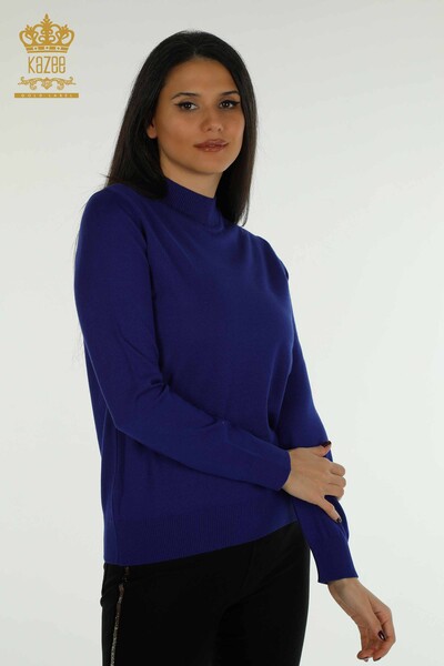 Женский вязаный свитер с высоким воротником оптом Базовый Электрический цвет - 30613 | КАZEE - Thumbnail