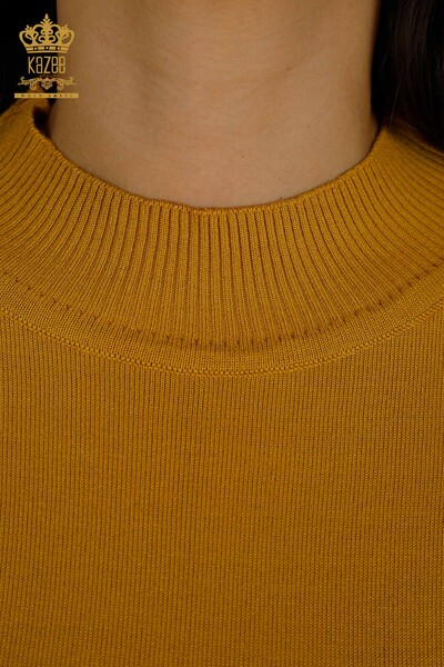 Женский вязаный свитер оптом с высоким воротником Базовый Шафран - 30613 | КАZEE - Thumbnail