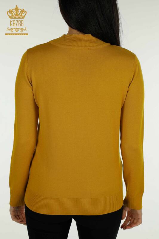 Женский вязаный свитер оптом с высоким воротником Базовый Шафран - 30613 | КАZEE
