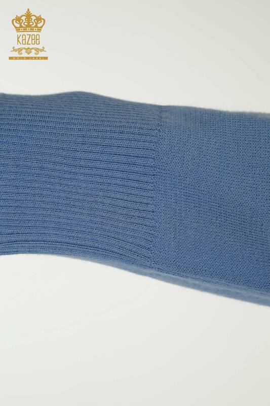 Женский вязаный свитер оптом с высоким воротником, базовый темно-синий - 30613 | КАZEE