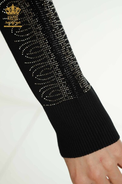 Женский вязаный свитер с высоким воротником оптом, черный - 30564 | КАZEE - Thumbnail