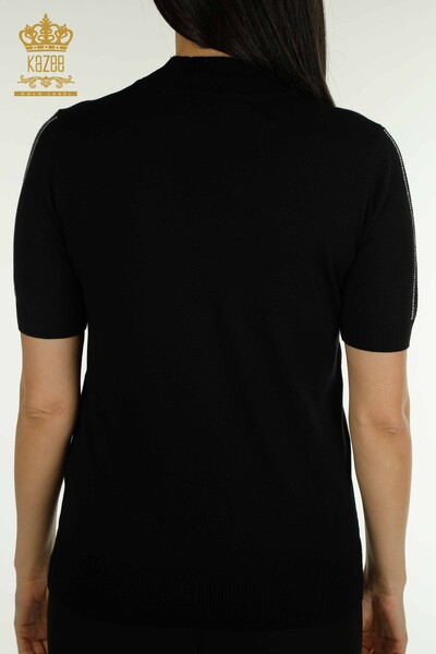 Женский вязаный свитер с высоким воротником оптом, черный - 30642 | КАZEE - 8