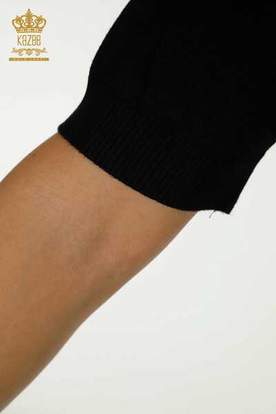 Женский вязаный свитер с высоким воротником оптом, черный - 30670 | КАZEE - Thumbnail