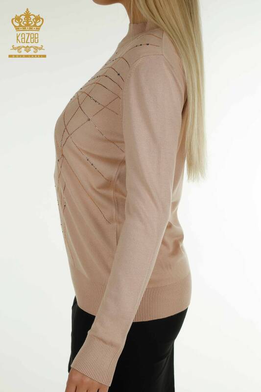 Женский вязаный свитер с высоким воротником оптом - 30454 | КАZEE