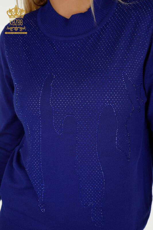 Женский вязаный свитер с высоким воротником оптом, электрический цвет - 30390 | КAZEE