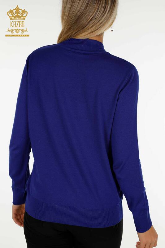 Женский вязаный свитер с высоким воротником оптом, электрический цвет - 30390 | КAZEE