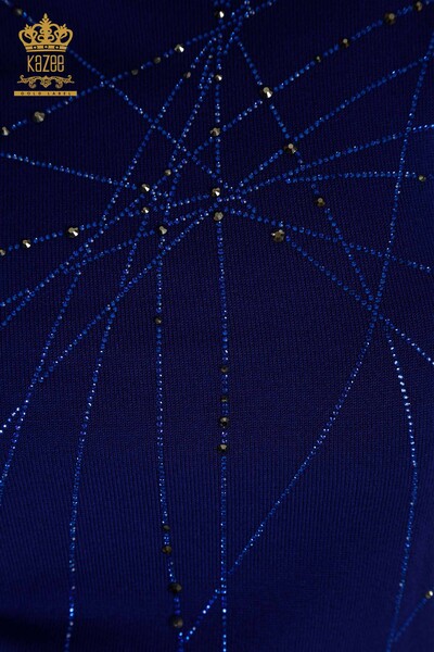 Женский вязаный свитер с высоким воротником оптом, электрический цвет - 30454 | КАZEE - Thumbnail