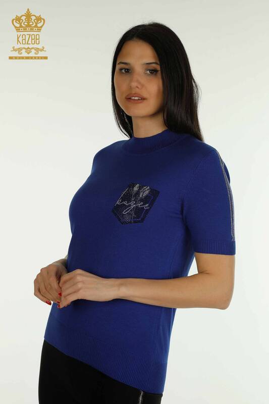 Женский вязаный свитер с высоким воротником оптом, электрический цвет - 30642 | КАZEE