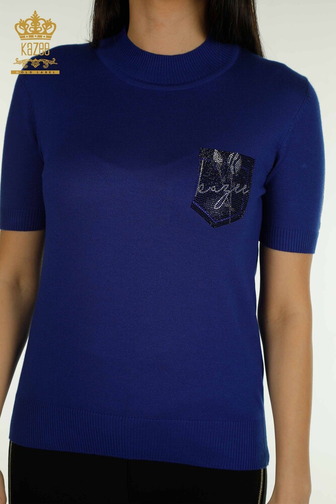 Женский вязаный свитер с высоким воротником оптом, электрический цвет - 30642 | КАZEE - 2