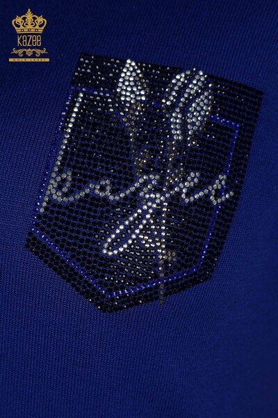 Женский вязаный свитер с высоким воротником оптом, электрический цвет - 30642 | КАZEE - Thumbnail