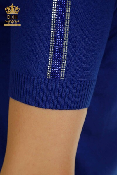 Женский вязаный свитер с высоким воротником оптом, электрический цвет - 30642 | КАZEE - 7