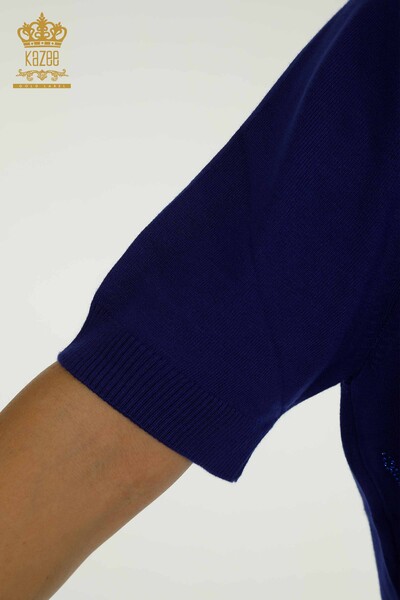 Женский вязаный свитер с высоким воротником оптом Электрический цвет - 30670 | КAZEE - Thumbnail