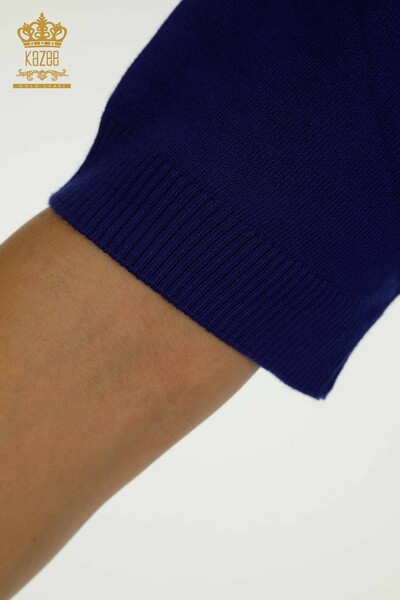 Женский вязаный свитер с высоким воротником оптом Электрический цвет - 30670 | КAZEE - Thumbnail