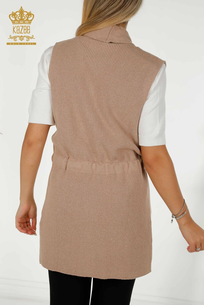 Женский жилет с веревочной завязкой оптом из норки - 30410 | КАZEE - 6