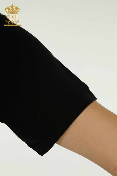 Женская блузка с воротником-поло оптом, черная - 79503 | КАZEE - Thumbnail