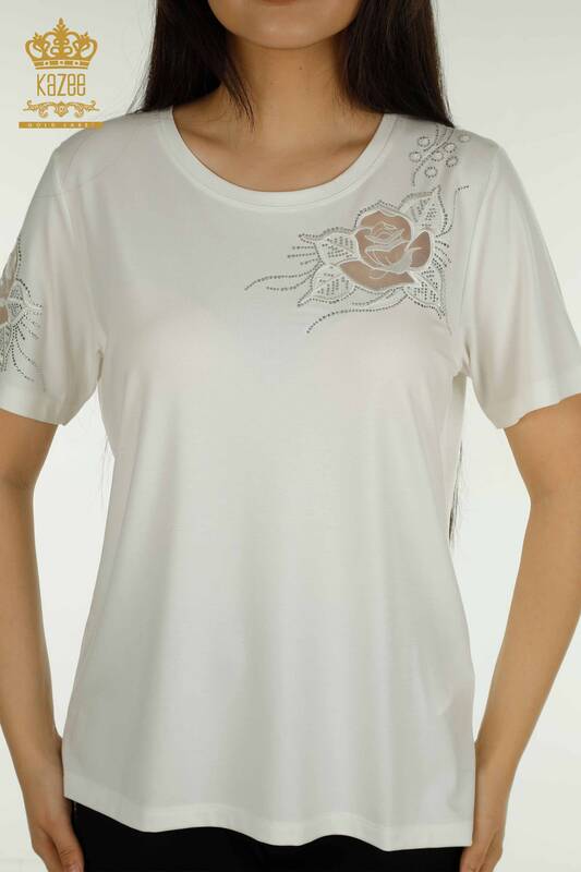 Женская блузка с вышивкой розового цвета оптом - 79541 | КАZEE