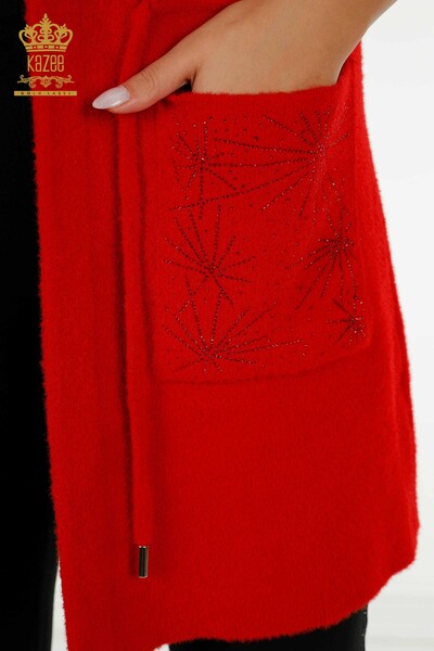 Женский жилет с двумя карманами оптом, красный - 30582 | КAZEE - Thumbnail