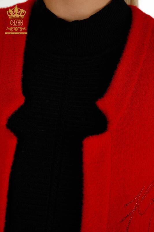 Женский жилет с двумя карманами оптом, красный - 30582 | КAZEE