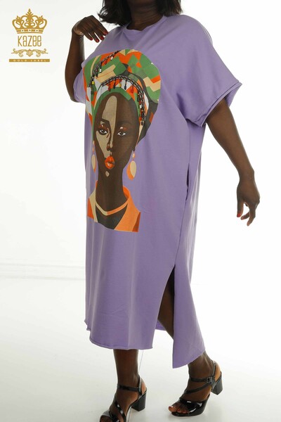 Женское платье из бисера оптом, сиреневое - 2402-231001 | S&M - Thumbnail