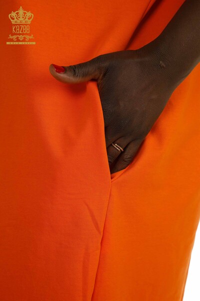 Женское платье из бисера оранжевого цвета оптом - 2402-231001 | S&M - Thumbnail