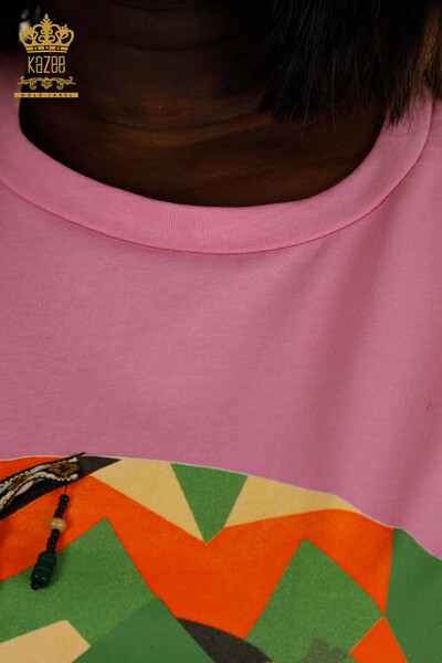 Женское платье из бисера розового цвета оптом - 2402-231001 | S&M - Thumbnail