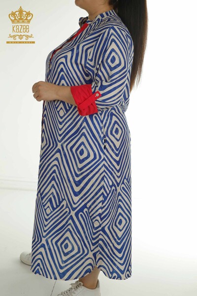 Оптовая продажа женских платьев с карманами, электрический цвет - 2402-211647 | S&M - Thumbnail