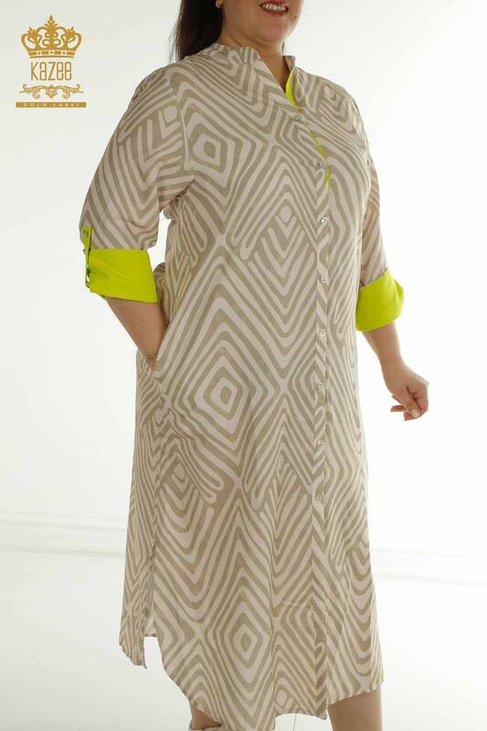 Женское платье с карманами оптом, бежевый - 2402-211647 | S&M