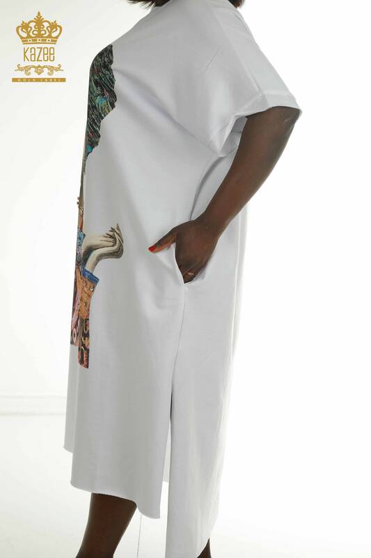 Женское платье с карманами оптом, цвета экрю - 2402-231039 | S&M
