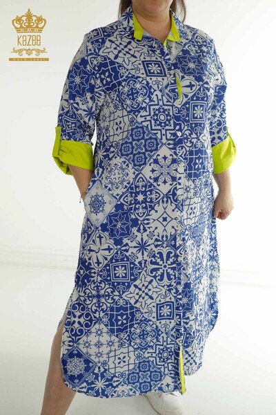 Женское платье с рукавами оптом Электрический цвет - 2402-211665 | S&M - Thumbnail